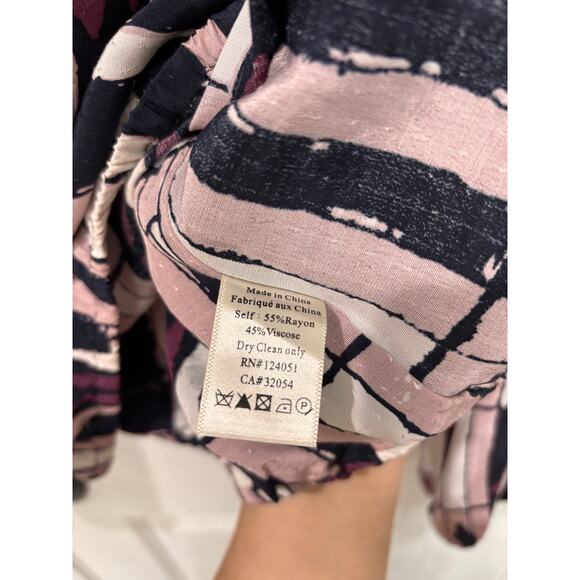 Anthropologie The Odells Eloise Purple Abstract Elastic Waist Blouse Size Small - Picture 7 of 9